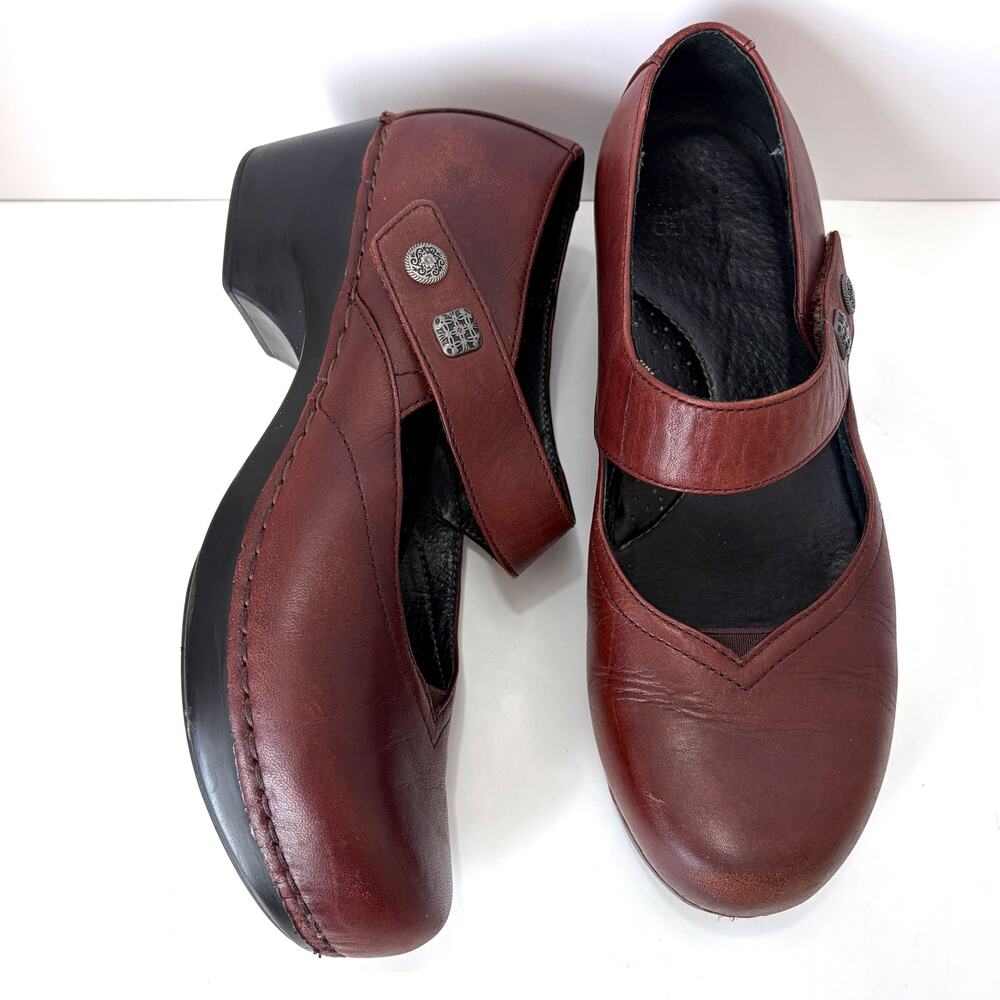 Dansko Tandy Brown Leather Mary Jane Clogs EU 39 US 8.5-9 Comfort Shoes